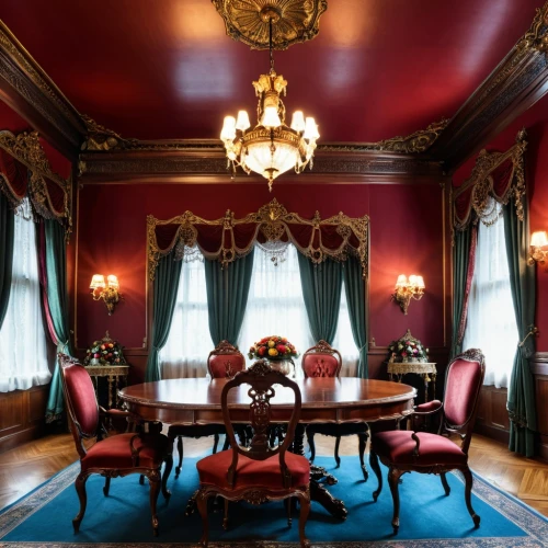 napoleon iii style,ornate room,dining room,billiard room,breakfast room,china cabinet,chateau margaux,wade rooms,great room,royal interior,dining room table,venice italy gritti palace,danish room,casa fuster hotel,victorian table and chairs,sitting room,interior decor,dining table,blue room,villa cortine palace,Photography,General,Realistic