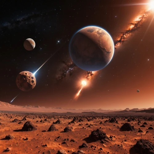 red planet,planet mars,planetary system,inner planets,mission to mars,exoplanet,alien planet,planets,binary system,io centers,space art,asteroids,astronomy,alien world,galilean moons,mars probe,extraterrestrial life,orbiting,the solar system,copernican world system,Photography,General,Realistic