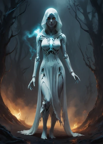 blue enchantress,sorceress,priestess,the snow queen,the enchantress,white rose snow queen,ghost girl,ice queen,white lady,dark elf,white walker,light bearer,dryad,undead warlock,the witch,scary woman,summoner,angel of death,suit of the snow maiden,fantasy woman,Conceptual Art,Fantasy,Fantasy 02