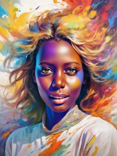 african woman,painting technique,world digital painting,art painting,african american woman,oil painting on canvas,artist color,colorful background,girl portrait,the festival of colors,color,afro-american,painting,portrait background,1color,painter,young woman,oil painting,color pencil,harmony of color,Digital Art,Impressionism