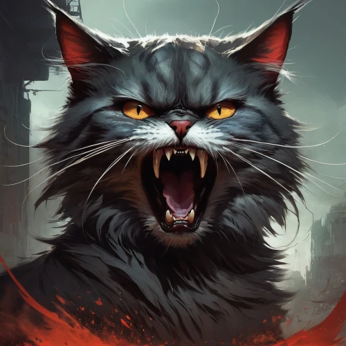 feral,feral cat,snarling,cheshire,cat warrior,angry,lion - feline,roaring,leopard's bane,cat vector,breed cat,to roar,maincoon,predation,wild cat,felidae,anger,animal feline,feline,scar,Conceptual Art,Fantasy,Fantasy 11