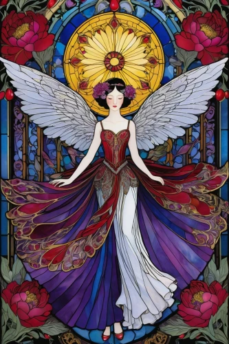 art nouveau design,baroque angel,art nouveau,stained glass,art nouveau frame,dove of peace,the angel with the veronica veil,archangel,stained glass window,vanessa (butterfly),stained glass pattern,the angel with the cross,angelology,art deco woman,the archangel,rosa 'the fairy,stained glass windows,fairy peacock,virgo,angel,Illustration,Retro,Retro 26