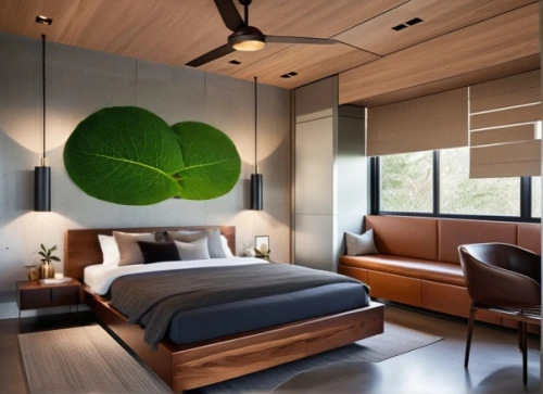 modern decor,modern room,contemporary decor,canopy bed,sleeping room,room divider,guest room,interior modern design,bedroom,guestroom,patterned wood decoration,great room,smart home,wooden wall,japanese-style room,interior design,californian white oak,ceiling-fan,hardwood floors,laminated wood