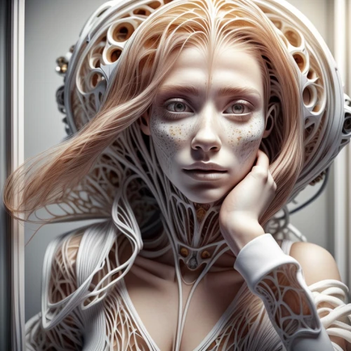 cybernetics,biomechanical,sci fiction illustration,humanoid,medusa,artificial hair integrations,computer art,cyborg,queen cage,fractal design,andromeda,neural network,cyberspace,complexity,tendrils,fractals art,sci fi,wireframe,scifi,artificial intelligence