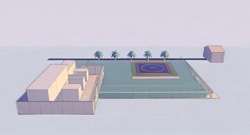 helipad,floating stage,3d mockup,artificial island,egyptian temple,swim ring,stage design,cubic house,thermae,3d model,isometric,school design,construction set,mausoleum ruins,panoramical,3d render,solar cell base,japanese zen garden,theater stage,development concept