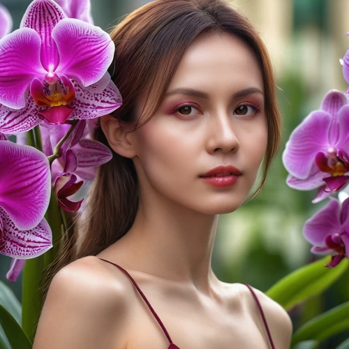 orchids of the philippines,orchids,vietnamese woman,phalaenopsis,vietnamese,orchid,moth orchid,lei flowers,wild orchid,orchid flower,beautiful girl with flowers,vietnam's,mixed orchid,miss vietnam,cattleya,exotic flower,vietnam,girl in flowers,lei,portrait photography,Photography,General,Realistic