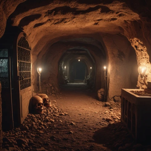 mining facility,catacombs,cellar,salt mine,mine shaft,mining,basement,gold mining,dungeon,the wolf pit,penumbra,crypto mining,bunker,miner,chamber,wine cellar,vault,vaulted cellar,crypt,excavation,Photography,General,Realistic