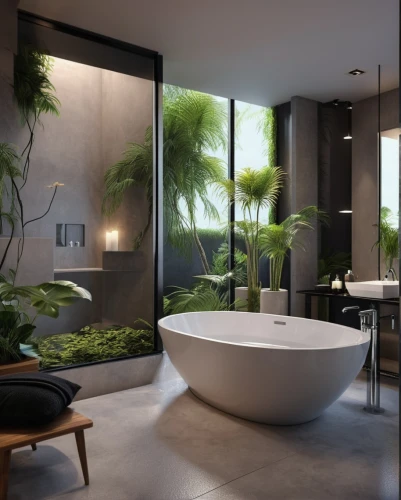 modern minimalist bathroom,luxury bathroom,garden design sydney,interior modern design,landscape design sydney,landscape designers sydney,modern decor,bathtub,interior design,shower bar,bathtub accessory,contemporary decor,modern room,luxury home interior,shower base,tub,bamboo plants,house plants,bathroom,ficus,Photography,General,Realistic