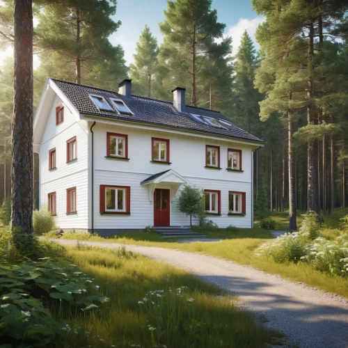 house in the forest,danish house,summer cottage,country cottage,house painting,small house,little house,home landscape,lonely house,cottage,traditional house,farmhouse,country house,farm house,inverted cottage,wooden house,house in mountains,private house,woman house,small cabin,Photography,General,Realistic