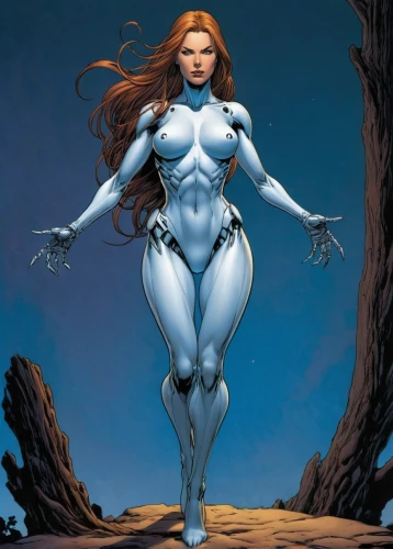 mystique,firestar,silver surfer,sprint woman,head woman,huntress,starfire,ronda,the enchantress,fantasy woman,goddess of justice,blue enchantress,muscle woman,marvel comics,super heroine,humanoid,x men,symetra,white lady,dr. manhattan,Illustration,American Style,American Style 01