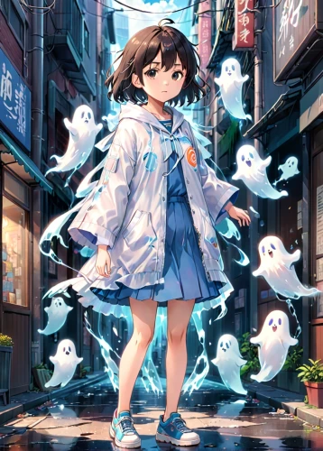 ghost girl,ghost background,akko,studio ghibli,halloween wallpaper,halloween ghosts,ghosts,halloween background,neon ghosts,ghost,anime japanese clothing,halloween illustration,mako,ghost pattern,ghost catcher,the ghost,halloween poster,spirits,transparent background,flying girl,Anime,Anime,Realistic