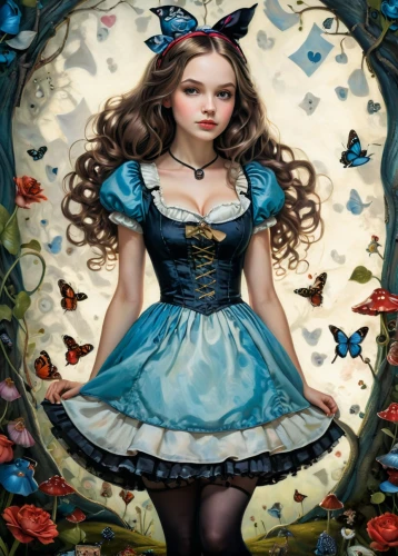 alice,alice in wonderland,fairy tale character,cinderella,wonderland,fantasy portrait,fairytale characters,queen of hearts,fantasy art,children's fairy tale,fairy tale,fairy tales,fairy queen,crinoline,victorian lady,blue enchantress,gothic portrait,mazarine blue butterfly,fantasy picture,fairy tale icons,Conceptual Art,Daily,Daily 34