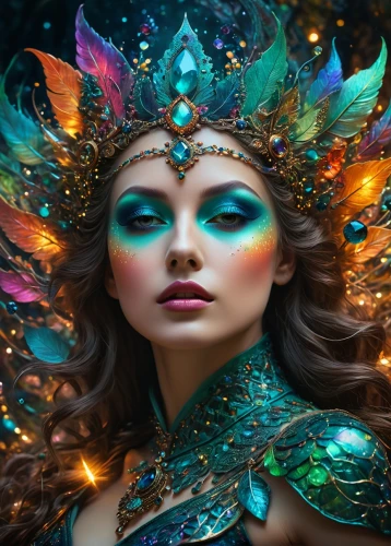 fairy peacock,faery,faerie,fantasy portrait,fantasy art,fairy queen,fantasy woman,peacock,masquerade,mermaid vectors,merfolk,fantasy picture,the enchantress,mystical portrait of a girl,blue enchantress,brazil carnival,headdress,queen of the night,feather headdress,mermaid background,Photography,General,Fantasy