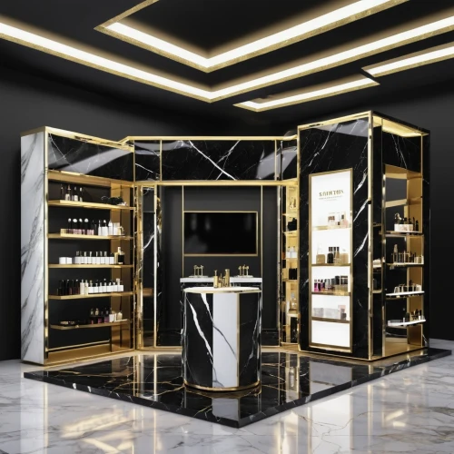 cosmetics counter,gold bar shop,brandy shop,perfumes,shoe cabinet,women's cosmetics,walk-in closet,gold shop,cosmetics,boutique,cosmetic products,wine bottle range,beauty room,vitrine,product display,shoe store,expocosmetics,oil cosmetic,apothecary,pantry,Photography,General,Realistic