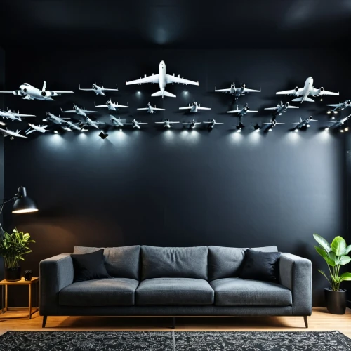 ceiling lighting,rows of planes,ceiling fixture,halogen spotlights,the living room of a photographer,modern decor,track lighting,ceiling fan,lighting system,ceiling-fan,concrete ceiling,home theater system,ufo interior,ceiling lamp,radio-controlled aircraft,toy airplane,contemporary decor,flights,logistics drone,concert flights,Photography,General,Realistic