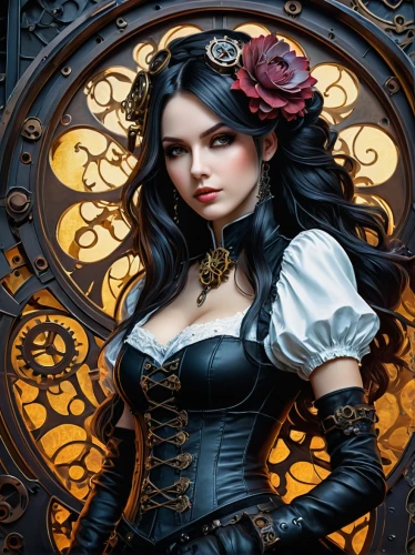 steampunk,steampunk gears,victorian lady,clockmaker,gothic woman,gothic portrait,victorian style,ornate pocket watch,gothic fashion,grandfather clock,gothic style,fantasy art,ladies pocket watch,fantasy portrait,watchmaker,gothic dress,victorian,fairy tale character,gothic,black rose,Photography,General,Fantasy