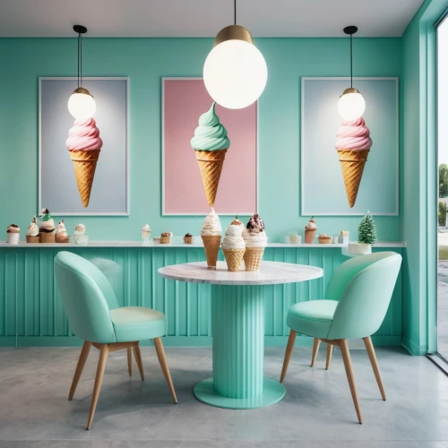 ice cream shop,neon ice cream,ice cream parlor,pastel colors,ice cream icons,soft serve ice creams,ice cream cones,color turquoise,ice cream cone,pink ice cream,ice cream stand,sorbet,sweet ice cream,ice cream bar,ice-cream,kawaii ice cream,tutti frutti,soft ice cream,whipped ice cream,retro diner,Photography,General,Realistic