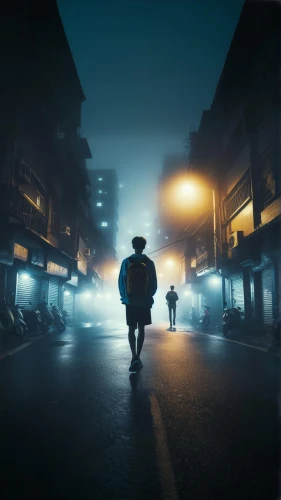 pedestrian,walking man,pedestrians,hanoi,people walking,photomanipulation,night scene,photo manipulation,pedestrian lights,cyberpunk,photoshop manipulation,a pedestrian,night image,night photography,hong kong,the fog,eerie,man silhouette,veil fog,vapor