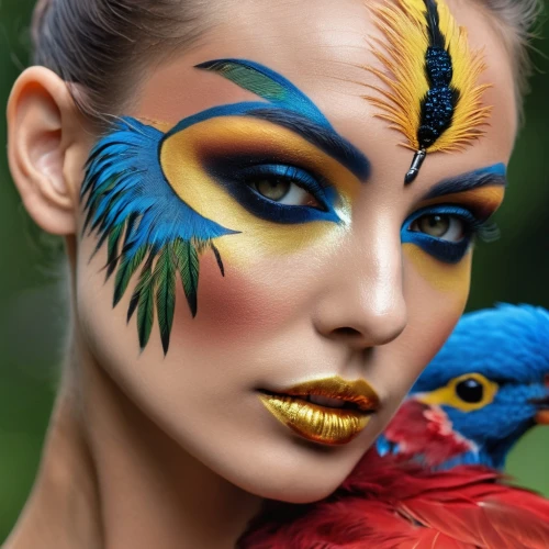 blue and gold macaw,exotic bird,tropical bird,bird of paradise,peacock eye,beautiful macaw,fairy peacock,tropical birds,peacock,blue and yellow macaw,macaws blue gold,blue peacock,macaw,macaw hyacinth,body painting,bird-of-paradise,blue parrot,blue macaw,ornamental bird,colorful birds,Photography,General,Realistic