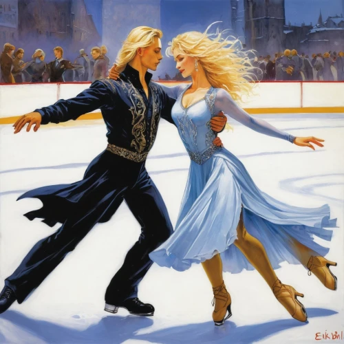 ice dancing,ice skating,figure skate,ice skate,figure skater,figure skating,ice rink,ice skates,synchronized skating,waltz,ballroom dance,latin dance,skating rink,dancing couple,hamelin,country-western dance,the ice,frozen,woman free skating,skaters,Illustration,Realistic Fantasy,Realistic Fantasy 06