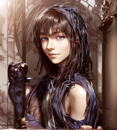 gentiana,fantasy portrait,artemisia,gara,swordswoman,edit icon,violet head elf,female warrior,portrait background,cosplay image,fae,french digital background,fairy tale character,game character,elza,fantasy art,fantasy girl,winterblueher,fable,katniss