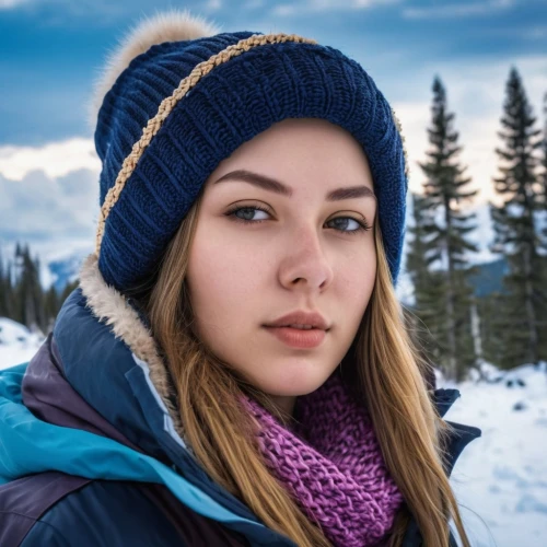 girl wearing hat,beanie,winter hat,winterblueher,winter background,ski helmet,eskimo,siberian,eurasian,knit hat,aspen,white fur hat,alpine hats,portrait photographers,girl portrait,knitted cap with pompon,women's hat,ski glasses,nordic,winter clothing,Photography,General,Realistic