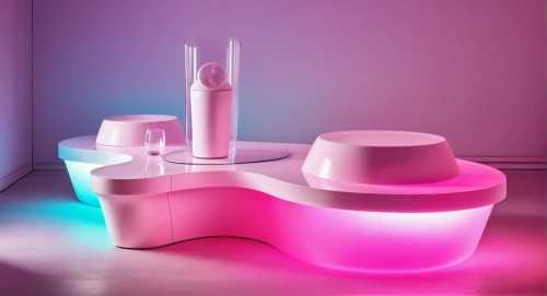 cosmetics counter,plasma lamp,toilet table,apple desk,bathtub,cosmetics,led lamp,beauty room,bathtub accessory,dressing table,neon light drinks,table lamp,soft furniture,desk,nightstand,computer desk,colorful light,bedside table,3d render,bedside lamp,Photography,General,Realistic