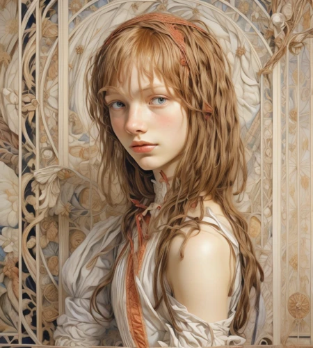 portrait of a girl,amano,art nouveau,vanessa (butterfly),mystical portrait of a girl,jessamine,fantasy portrait,lilian gish - female,orange blossom,artemisia,baroque angel,rusalka,cinnamon girl,girl portrait,young woman,fairy tale character,portrait of christi,gothic portrait,celtic queen,mucha