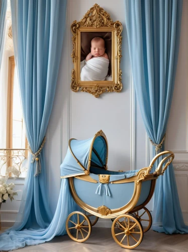 nursery decoration,baby room,room newborn,baby carriage,infant bed,baby bed,baby frame,baby gate,newborn photo shoot,newborn photography,boy's room picture,nursery,gold stucco frame,mazarine blue,chiavari chair,dolls pram,changing table,the little girl's room,baby mobile,baby accessories,Photography,General,Realistic