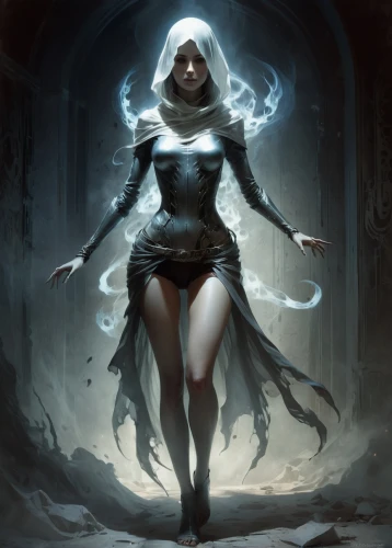 sorceress,the enchantress,ghost girl,dark elf,priestess,dark angel,blue enchantress,gothic woman,ice queen,light bearer,vampire woman,fantasy woman,mirror of souls,the snow queen,vampire lady,white rose snow queen,mystical portrait of a girl,dodge warlock,dark art,angel of death,Conceptual Art,Fantasy,Fantasy 11