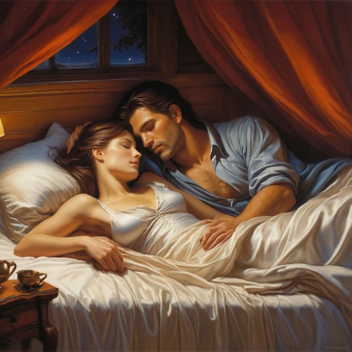 romantic scene,romantic night,romantic portrait,woman on bed,romance novel,young couple,amorous,romantic,sleeping room,cuddling,girl in bed,honeymoon,loving couple sunrise,blue pillow,bedding,love couple,night scene,bed linen,romance,as a couple,Conceptual Art,Fantasy,Fantasy 28