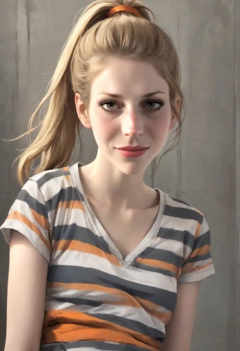 realdoll,girl in t-shirt,clementine,doll's facial features,madeleine,3d rendered,anime 3d,blond girl,blonde girl,character animation,teen,rose png,portrait background,pigtail,clove,pretty young woman,cotton top,the girl's face,paleness,lis,Digital Art,Comic