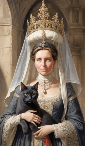 gothic portrait,the prophet mary,portrait of christi,romantic portrait,cat european,girl in a historic way,cat portrait,victorian lady,hieromonk,portrait of a girl,portrait of a woman,cat image,to our lady,priest,priestess,mary 1,orthodoxy,catholicism,woman holding pie,vestment,Digital Art,Comic