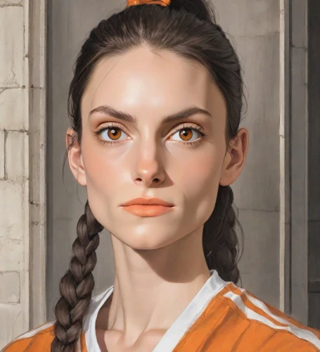 orange robes,portrait of a girl,orange,girl portrait,artemisia,natural cosmetic,digital painting,vanessa (butterfly),fantasy portrait,mystical portrait of a girl,woman face,sci fiction illustration,woman's face,aperol,girl in a historic way,world digital painting,clementine,orange color,vector girl,katniss,Digital Art,Comic