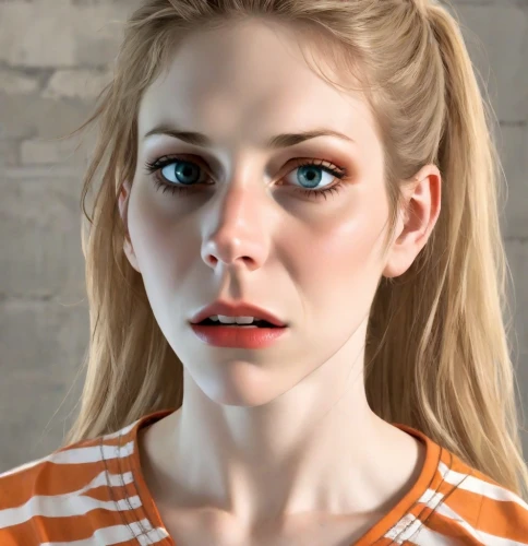 realdoll,3d rendered,natural cosmetic,the girl's face,blonde woman,portrait of a girl,girl portrait,cgi,woman face,worried girl,portrait background,zombie,women's eyes,doll's facial features,pupils,blonde girl,hd,female model,realistic,3d model,Digital Art,Comic