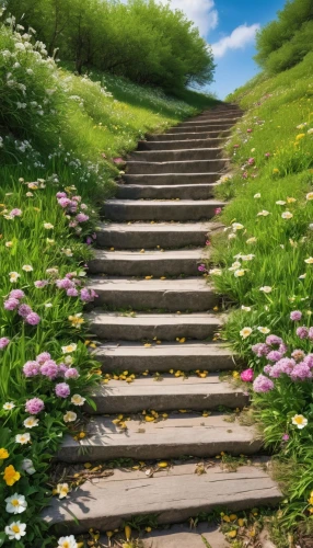 winding steps,stairway to heaven,steps,pathway,heavenly ladder,the mystical path,spring background,wooden path,springtime background,path,step,gordon's steps,aaa,to the garden,stone stairway,the path,hiking path,falling flowers,the way of nature,stone stairs,Photography,General,Realistic