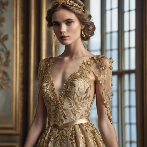 gold filigree,ball gown,evening dress,bridal clothing,wedding gown,elegant,bridal dress,elegance,wedding dress,vintage dress,wedding dresses,golden crown,royal lace,enchanting,bridal party dress,gold foil crown,victorian style,embellished,cinderella,filigree,Photography,General,Realistic