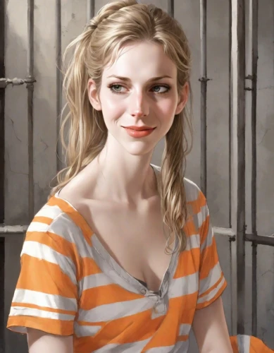 portrait background,portrait of a girl,girl portrait,clementine,girl studying,girl sitting,blonde woman,young woman,orange,photo painting,artist portrait,harley quinn,girl in t-shirt,realdoll,girl drawing,painter,painter doll,waitress,blond girl,relaxed young girl,Digital Art,Comic