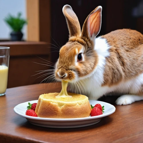 domestic rabbit,dwarf rabbit,easter brunch,spring pancake,european rabbit,to have breakfast,cavy,custard,brown rabbit,bun,bunny chow,kawaii food,pancake,baby playing with food,hoppy,easter bunny,american snapshot'hare,small animal food,lepus europaeus,hop,Photography,General,Realistic