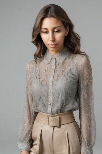 menswear for women,see-through clothing,women's clothing,elegant,blouse,women clothes,vintage lace,woman in menswear,women fashion,bolero jacket,vintage dress,bridal clothing,neutral color,lace,brown fabric,royal lace,vintage floral,garment,elegance,collar,Photography,Realistic