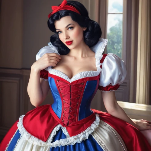 snow white,queen of hearts,cinderella,dita von teese,crinoline,ball gown,doll dress,hoopskirt,disney character,minnie mouse,vintage dress,victorian lady,fairy tale character,rockabella,retro pin up girl,pin-up model,retro woman,bodice,corset,minnie,Conceptual Art,Fantasy,Fantasy 03