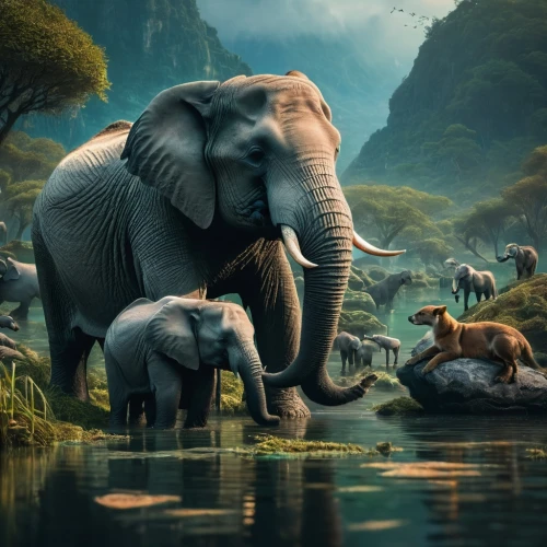 elephants and mammoths,african elephants,elephants,african elephant,cartoon elephants,elephant herd,elephant ride,elephant's child,elephant,forest animals,asian elephant,elephantine,indian elephant,blue elephant,pachyderm,whimsical animals,wildlife,animal world,elephant camp,watering hole,Photography,General,Fantasy