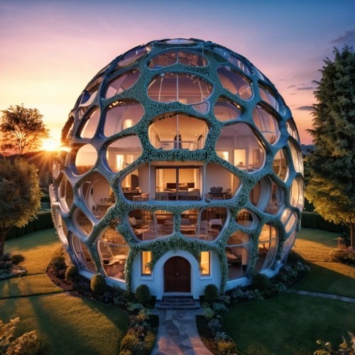 honeycomb structure,building honeycomb,cubic house,insect house,eco hotel,bee-dome,tree house hotel,roof domes,the globe,glass sphere,cube house,musical dome,outdoor structure,futuristic architecture,globe flower,dodecahedron,eco-construction,ball cube,flower dome,hahnenfu greenhouse,Photography,General,Realistic