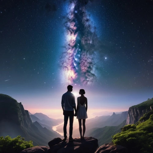 astronomers,the universe,universe,stargazing,cosmos,astronomical,space art,the milky way,falling stars,scene cosmic,galaxy,pillars of creation,astronomy,travelers,milky way,music background,astronomer,two people,the stars,photomanipulation,Photography,General,Realistic