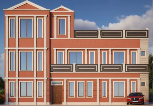 facade panels,facade painting,apartment building,3d rendering,gold stucco frame,townhouses,stucco frame,frame house,palazzo,two story house,wooden facade,sand-lime brick,burano,an apartment,apartment house,build by mirza golam pir,old brick building,houses clipart,palazzo poli,red brick,Photography,General,Realistic