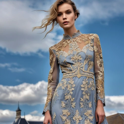 royal lace,evening dress,bridal party dress,vintage dress,mazarine blue,filigree,sheath dress,day dress,bridal clothing,vintage lace,gold filigree,embellished,denim and lace,party dress,cocktail dress,wedding dresses,winter dress,dress form,robe,blue dress,Photography,General,Realistic