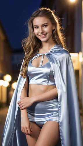 silver,silver blue,girl in cloth,social,caped,aluminium foil,silvery blue,sexy woman,celebration cape,satin,female model,plus-size model,super heroine,undergarment,pvc,velvet elke,art model,aluminum,see-through clothing,beautiful young woman,Photography,General,Realistic