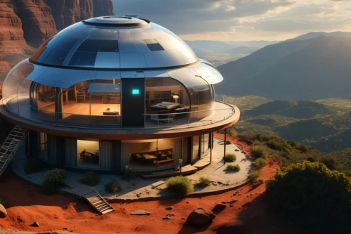 sky space concept,futuristic architecture,futuristic landscape,house in the mountains,sky apartment,house in mountains,cubic house,solar cell base,roof domes,beautiful home,futuristic,bee-dome,observatory,sedona,large home,ufo interior,eco-construction,cube house,modern architecture,zion