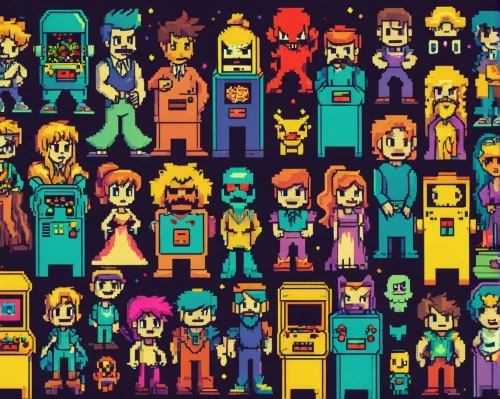 game characters,vector people,8bit,retro cartoon people,pixel art,pixel cells,characters,pixels,people characters,retro background,pixel cube,comic characters,tiny people,minimalist wallpaper,japanese icons,pixel,shipping icons,pixelgrafic,retro pattern,avatars,Unique,Pixel,Pixel 04