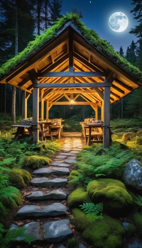 japan's three great night views,wooden bench,landscape lighting,landscape background,japan landscape,outdoor table,gazebo,moonlit night,outdoor bench,japanese shrine,garden bench,japan garden,wooden bridge,japanese zen garden,home landscape,beautiful japan,wooden roof,stone bench,wooden path,japanese garden ornament,Photography,General,Realistic